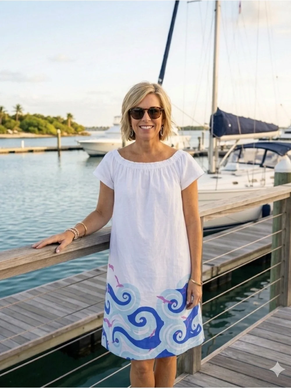 Lilly Pulitzer Lilly’s Gulls Bellevue Blue Cara Dress Wave Print Large - Picture 2 of 13